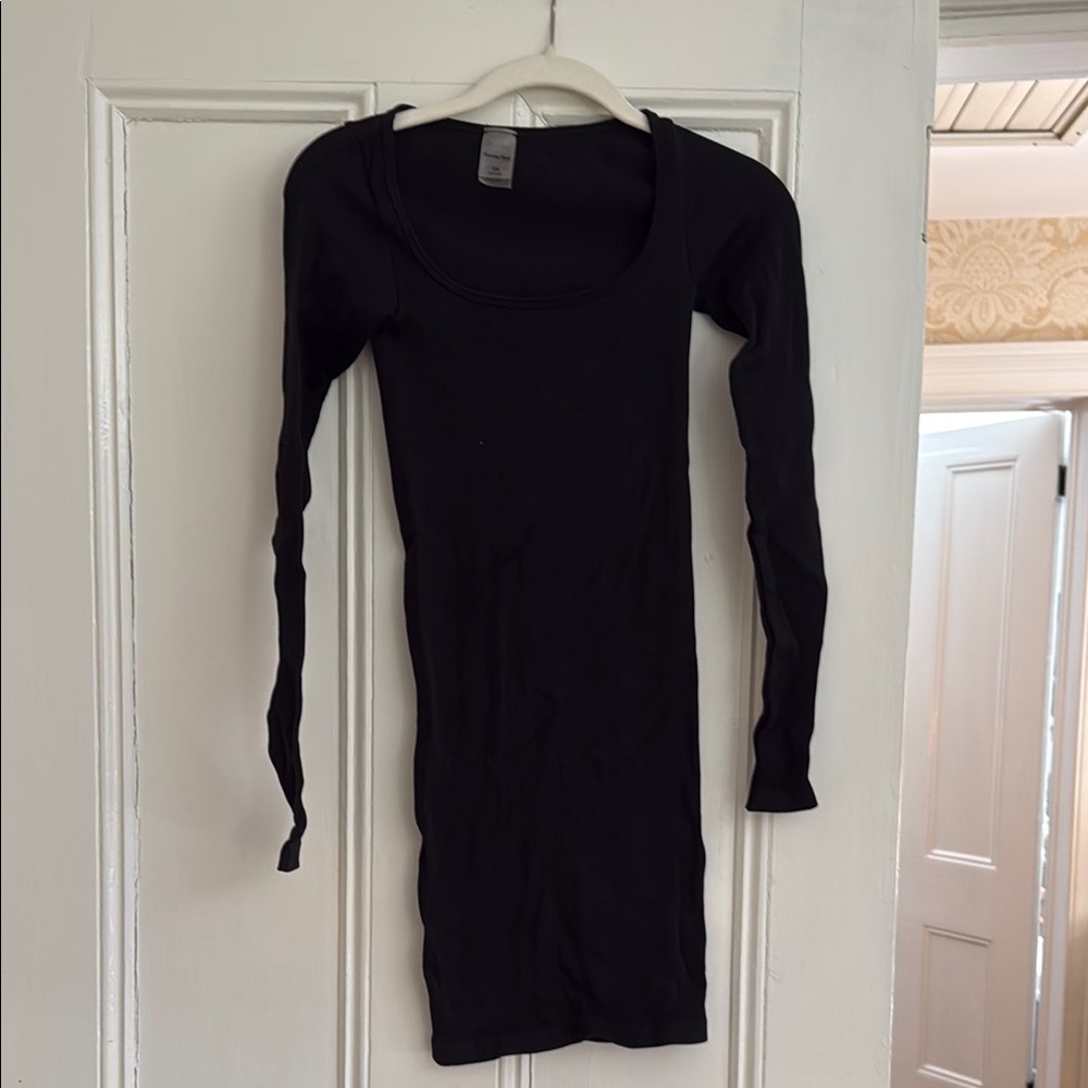 Black Bodycon Long Sleeve Scoop Neck Dress